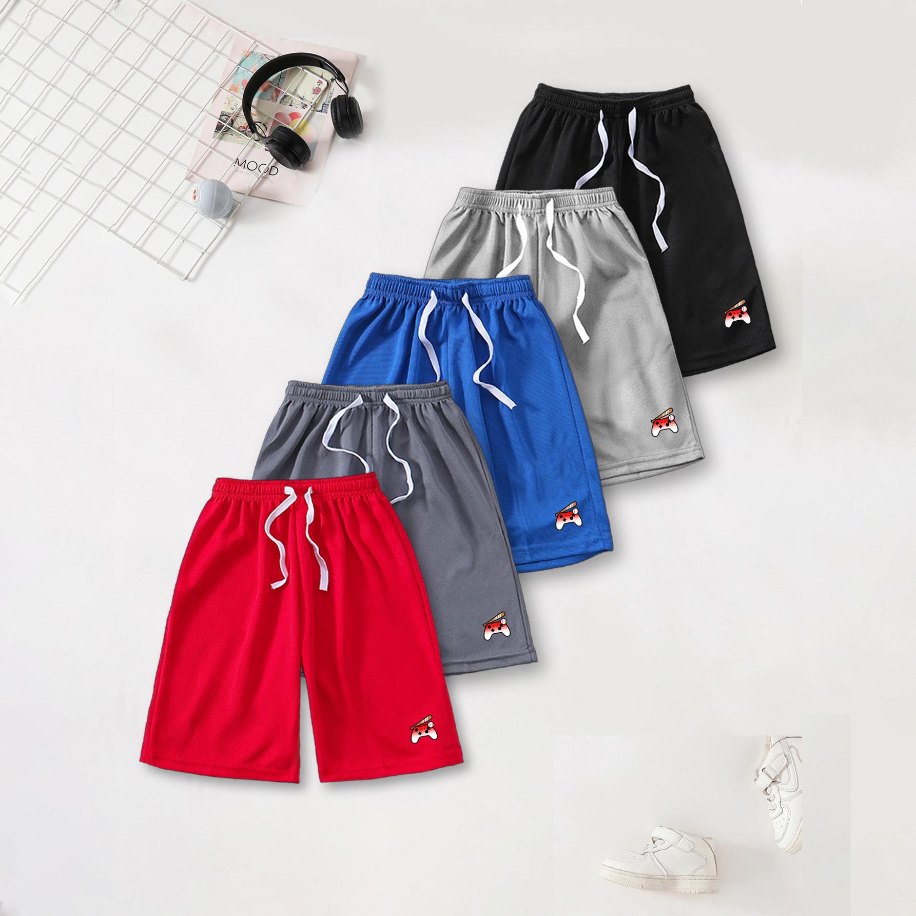 

Boys Sports Shorts | Cartoon Red Game Controller Print | 5 Colors Elastic Waist 120 чёрный/синий