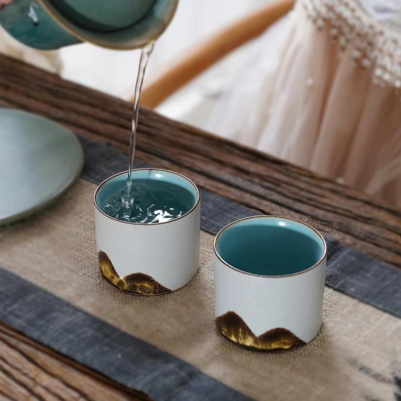 Vintage 60/65ML Tea Cup, Office Coffee Water Cup, Ceramic Hand-painted Mountain Shaped Cup, Exquisite Tea and Coffee