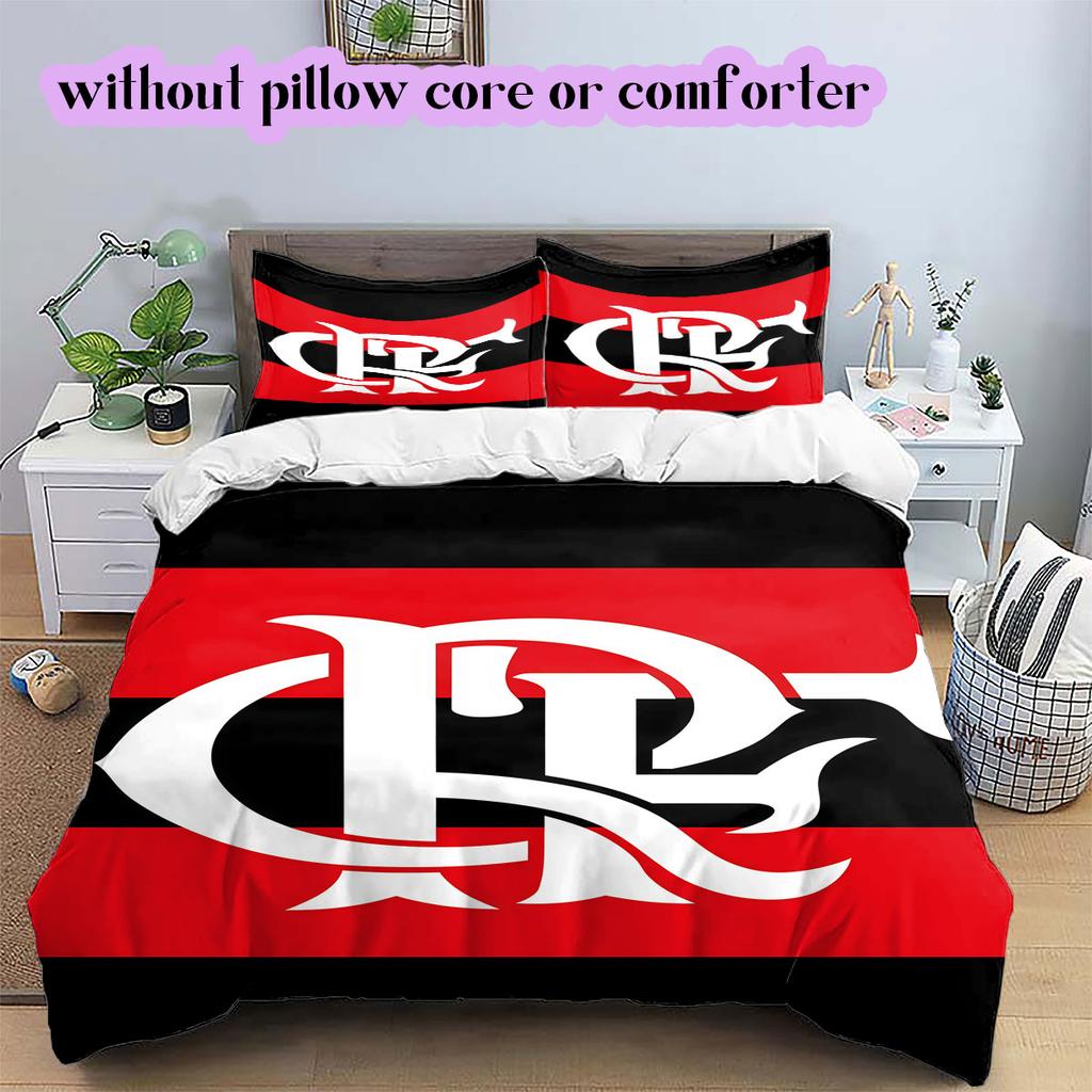 Flamengo Football Soccer Pattern Bedding,Quilt Set Quilt Cover Pillowcase Home Birthday Gift (1*duvet Cover+2*pillowcase,without Core)