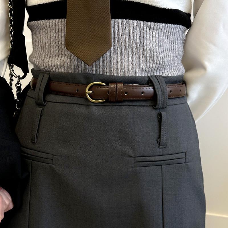 

Женский ретро тонкий кожаный ремень 2024 - Универсальный декоративный аксессуар 100 cm коричневый