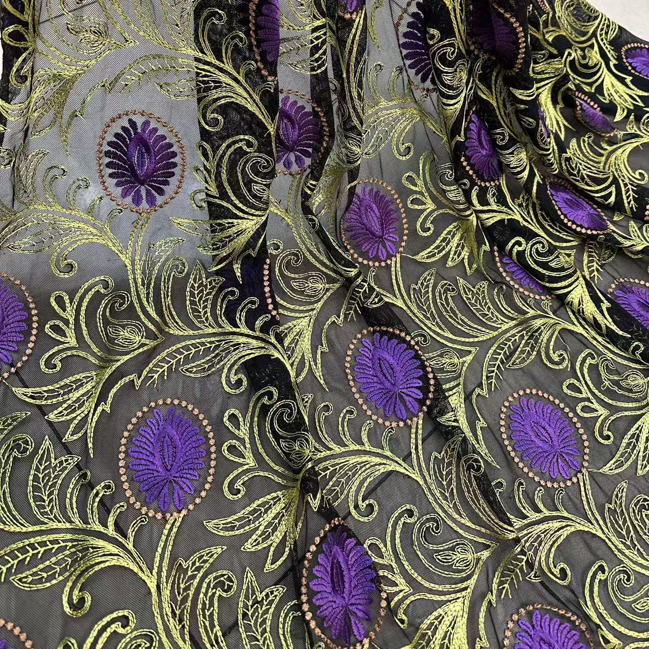 Многоцветное водорастворимое вышитое кружевное платье с оригинальной тяжелой вышивкой Ask Seller