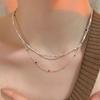 925 Silver Silver Necklace With Simple Geometric Multicolour Beads Choker Shiny Delicate Collarbone Chain For Women's