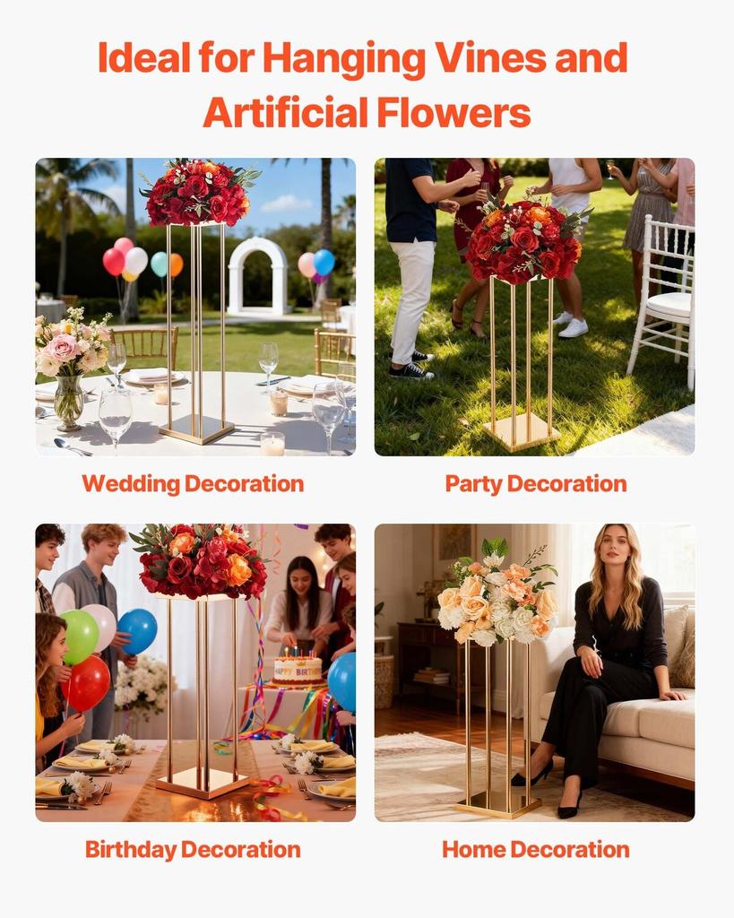 Wedding Flower Stand, 10PCS 80cm Column Flower Stand, Floral Stands with Metal Laminate, Cylindrical Cubic Floral Display Rack for Wedding, Party,