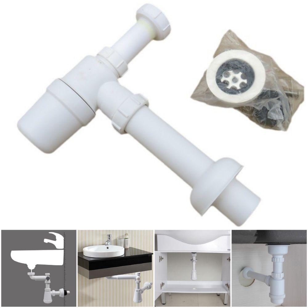 Standard Sinks Wall-Mounted Drainpipe White Flexible Sink Trap  Kitchen Installation