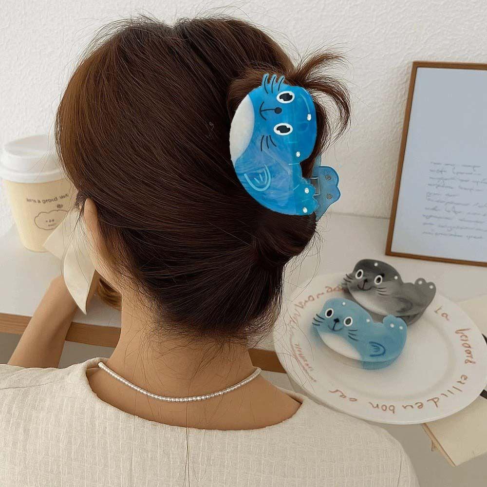 Korean Style Headwear Sea Lion Hair Claw Acetic Acid Geometry Shark Clip  Travel