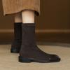 Krazing Po Microfiber Flock Winter Round Toe Size 33 Chelsea Boots Size 43 Zipper High Quality Low Heels Ankle Boots