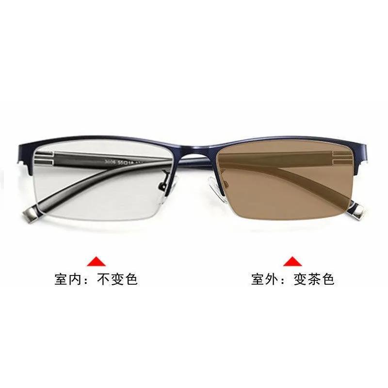 Multifunctional Pochromic Myopia Glasses Women Men's Half Frame Business Style Eyewear Male Vintage Retro Minus Eyeglasses