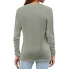 Women's T Shirt Color Button Long Sleeve Daily Weekend Fashion Basic V- Neck Regular Top