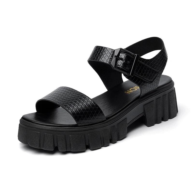 Fashion Women's Platform Sandals One-word Buckle Summer Women's Non-slip Casual Open-toe Shoes 2024 New Women's Fashion Sandals Shoes