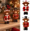 Decorative Figurines for Windowsills 2 Pcs Highland Cow Christmas Table Sign Wooden Santa/ Nutcracker Soldier Charming Seasonal Centerpieces Block 2D
