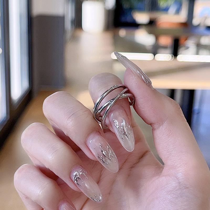 Minimalist And Exquisite Micro-Inlaid Zircon Ring Female Niche Design Fashionable Light Luxury Cold Wind Index Finger Ring Set Adjustable opening