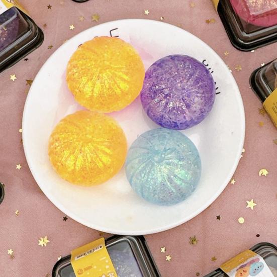 Clear Steamed Bun Toy with Glitter Stress Relief Slow Rising Simulated Bun Sensory Toy Relaxation Soft Stress Ball Bun Squeeze Fidget Toy
