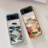 Capa Artística de Paisagem com Padrão 3D de Luxo para Samsung Galaxy Z Flip 6 5 Capa Cover para Samsung ZFlip4 Z Flip 3 Bolsa de Cobertura à Prova de Choque