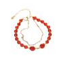 Red Agate Beads Gold Leaf Pendant Double Layer Bracelet Women Fashion Jewelry