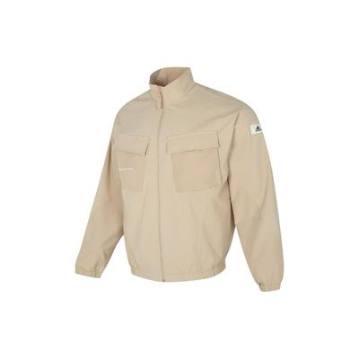 Einfarbige Jacke mit Logo, Stehkragen und langen Ärmeln für Herren, Oberbekleidung Khaki IP5004