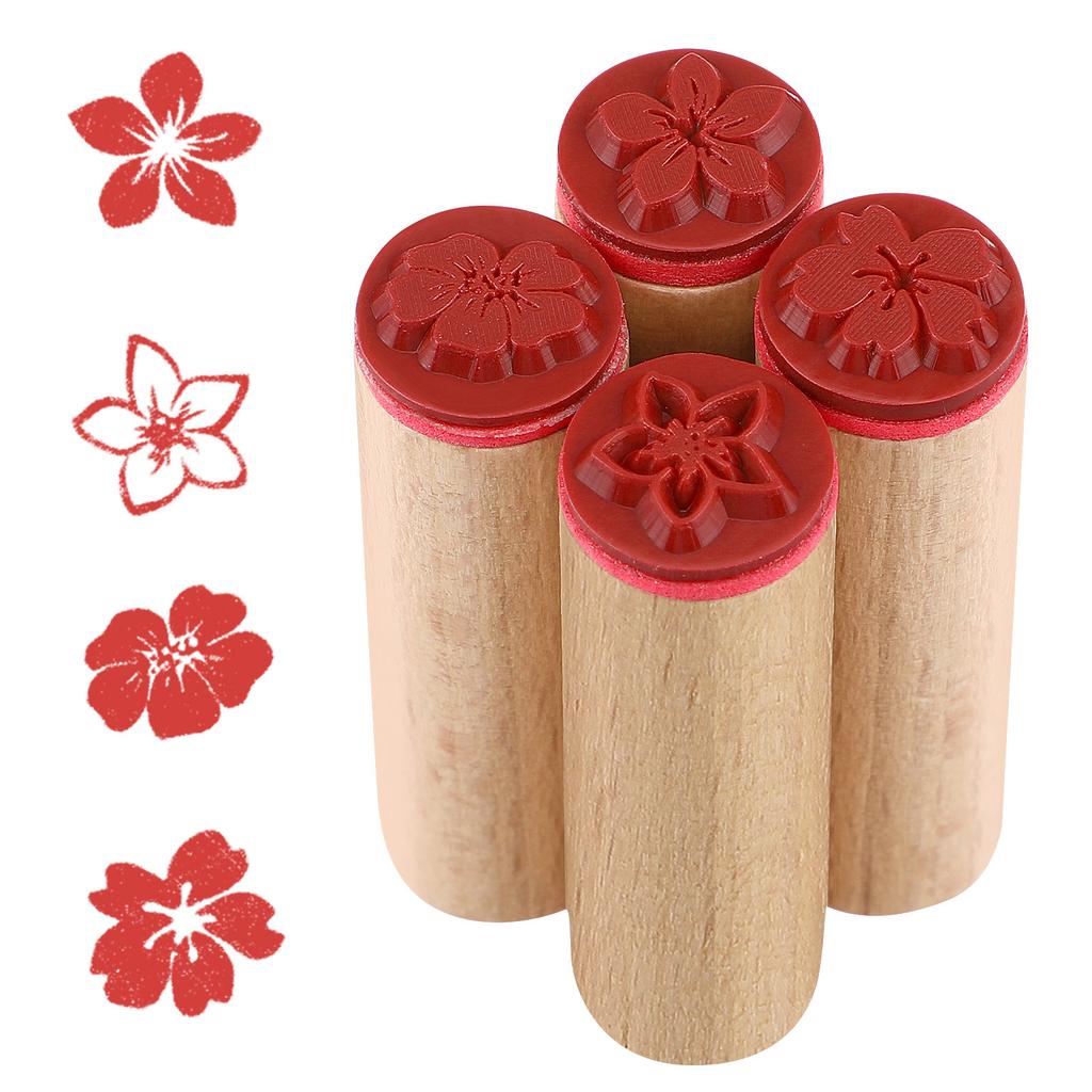 4 Pcs Wooden Seal Stamps for Adults Craft Retro Decor Tool Vintage Tools