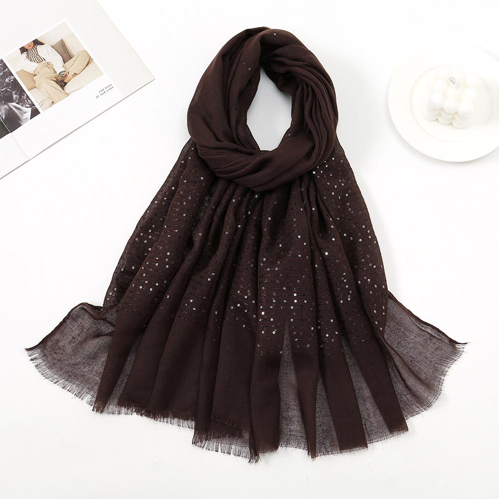 Autumn Winter New Candy Color Sequin Scarf Women Girls Rough Selvedge Scarves Soft Sunscreen Outdoor Shawl Female Wrap Shawls