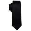 Barry.Wang Necktie Hankerchief Cufflinks Set Black Green Striped Jacquard Woven Wedding