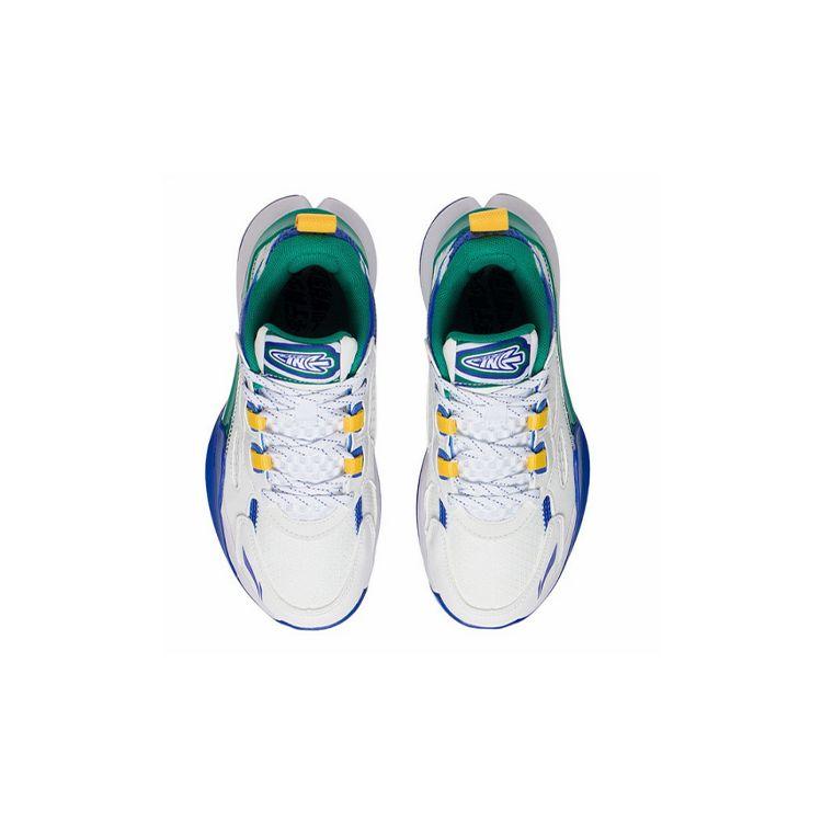 Li Ning Youth Pioneer Team 2.5 Comfortable Versatile Non-Slip Mid-Top Basketball Shoes Kids basketball shoes White Green Blue YKBS050-9