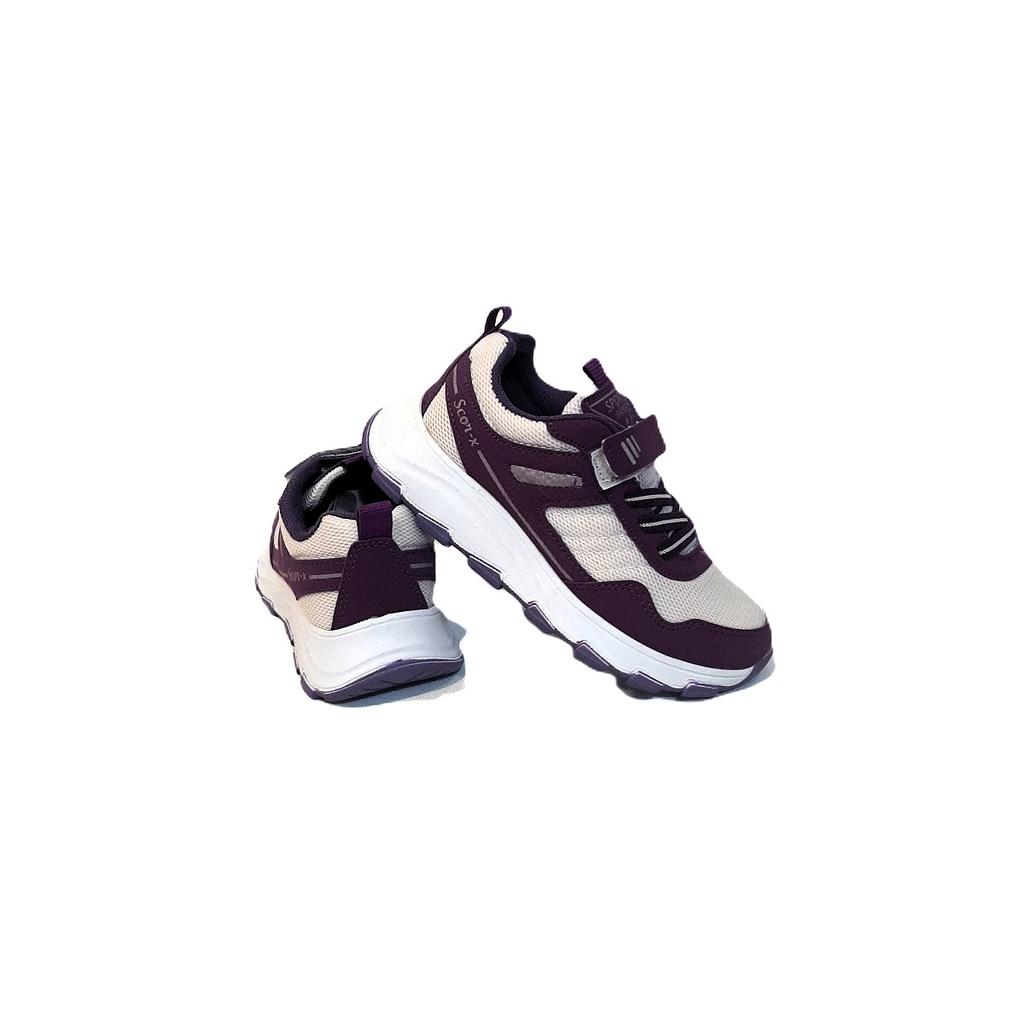 Scor-x White Purple Velcro Feather Girls' Sports Shoes