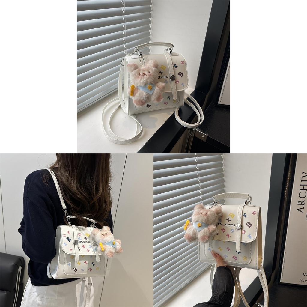 Retro Bag With Flap Closure Pu Material Street Style Daily Use For Students