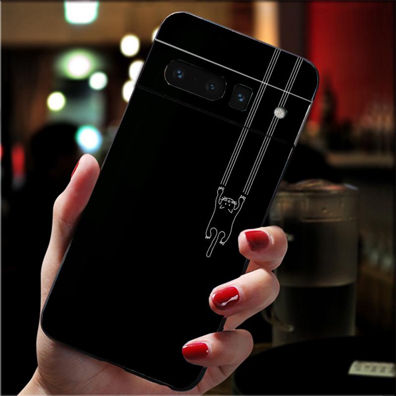 Phone Case For Google Pixel 10 9 Pro XL 9A 8 7 6 Pro Pixel 8A 7A 6A Pixel 8 7 6 5 Cartoon Black Cats Case