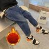 Boys' Pants Thickened One Piece Velvet Children's Fashionable Loose Jeans for Autumn and Winter Outwear