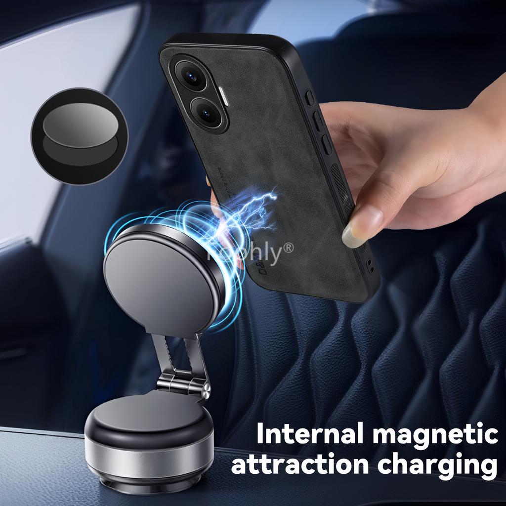 Nubuck Leather Magnetic Case for Xiaomi Poco F7 5G Protective Cover Shockproof Back Shell Coque Capa Fundas