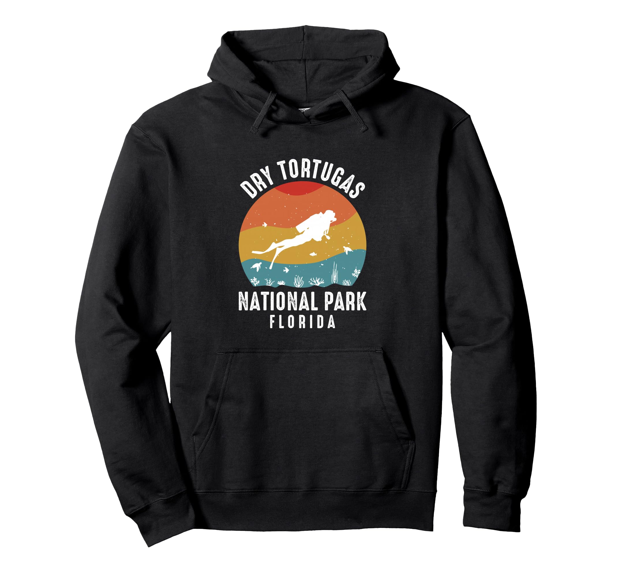 

Dry Tortugas Florida Scuba Diving Snorkeling Vintage Retro Hoodie чорний