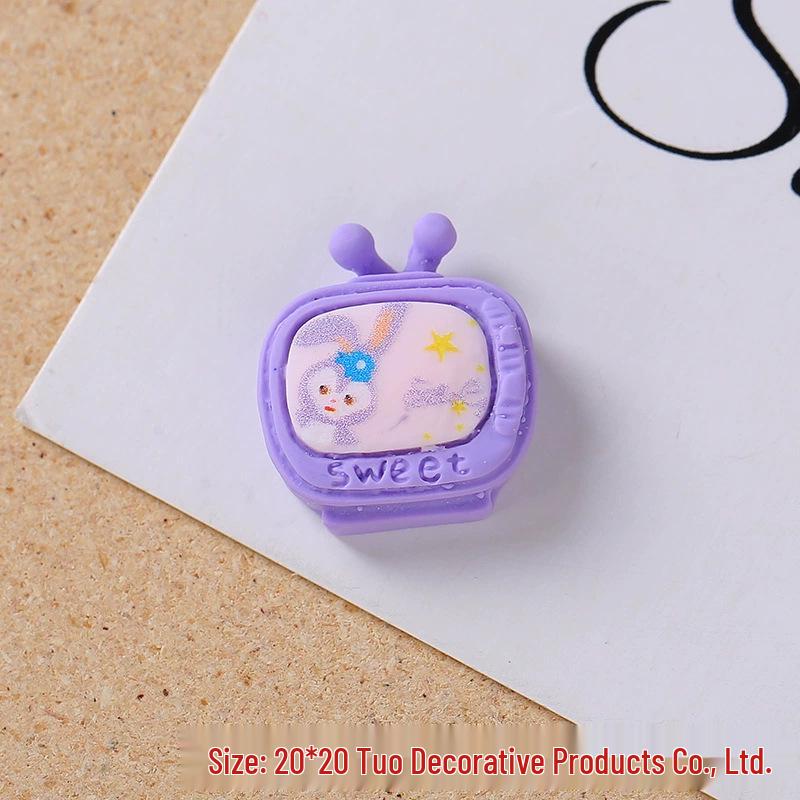 3D Cartoon TV Cream Glue Resin DIY Hair Clip & Phone Case Accessories Pendant фиолетовый