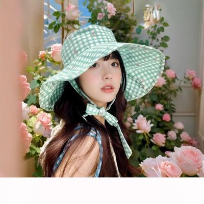 Summer Girl Fresh Mint Mambo Outdoor Sun Hat Concave Shape Big Brim Sweet Girl Cute Age-reducing Sun Protection Hat