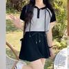Casual Sportswear Set for Women - Summer Slimming, Fashionable, Loose-fitting, Slightly Plump Short-sleeved Shorts Two-piece Set