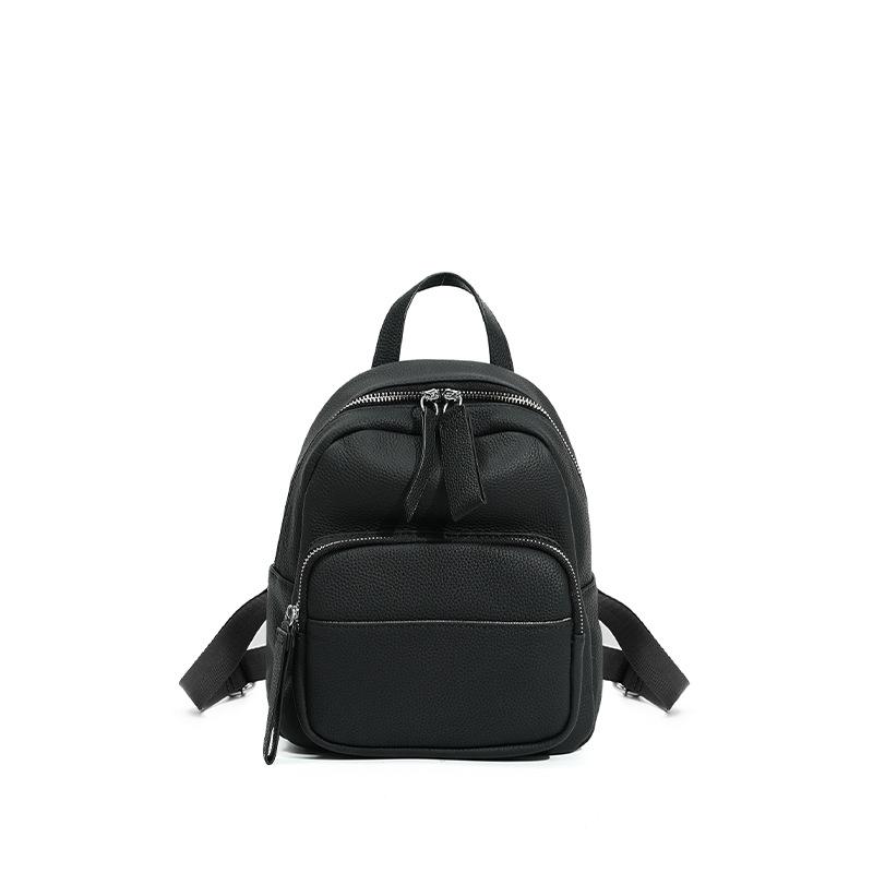 School bag, large-capacity student travel backpack, can hold computer travel, lightweight, high-end leather women's backpack.