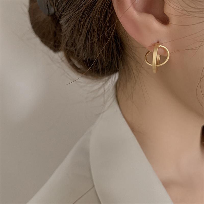 Cross Round Earring Vintage Matte Drop Earrings S925 Metal Fashion Stylish Dangle Geometric Women Jewelry