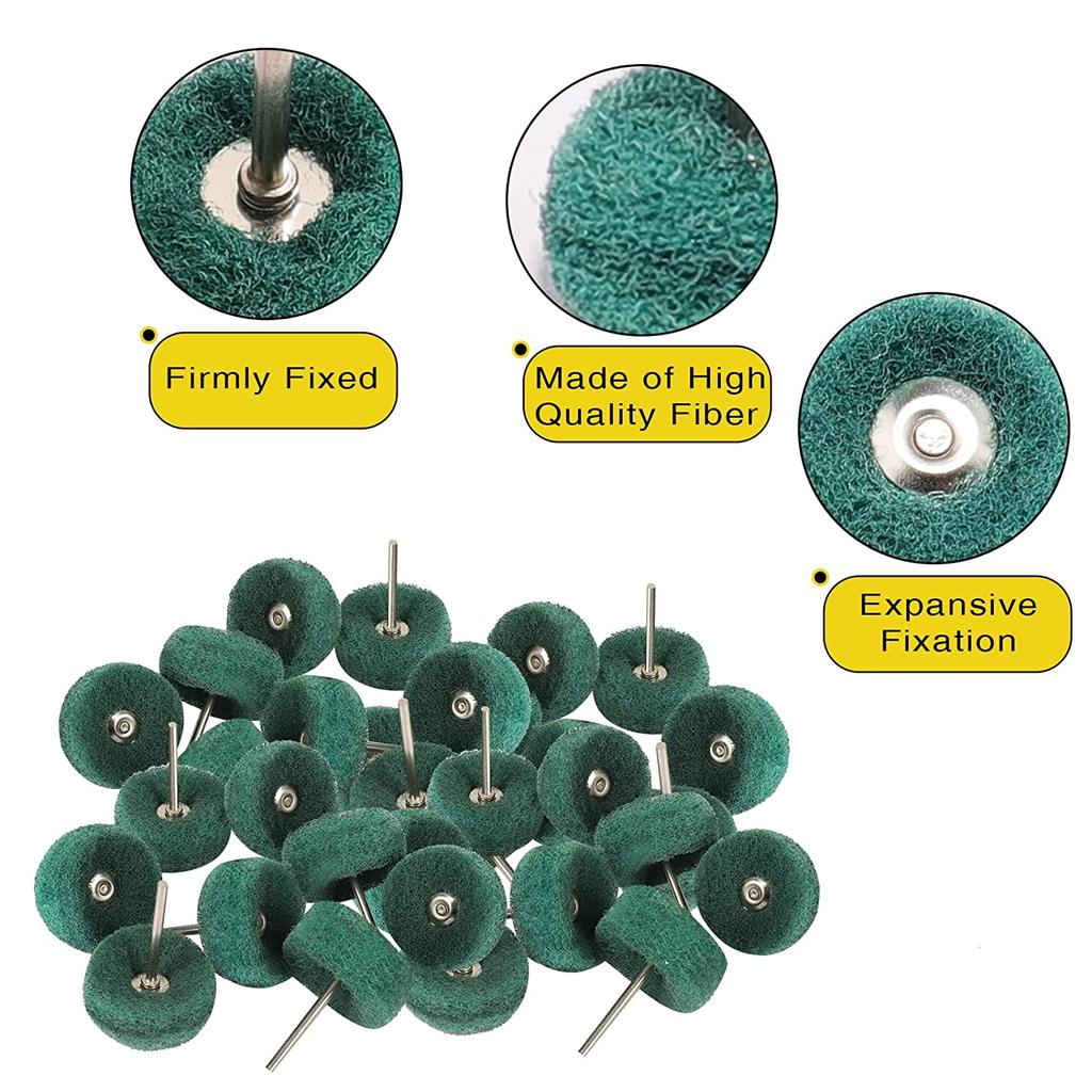 100Pcs Abrasive Buffing Wheels, 1 Inch Buffing Polishing Wheel Set with 1/8 Inch Shank, 20Pcs Each of 80 150 240 400 600 Grit Sc