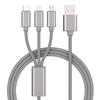 2m 3-in-1 Braided Charging Cable for Apple, Type-C, Huawei, Android; 1.2m Extension, 3-Head Design