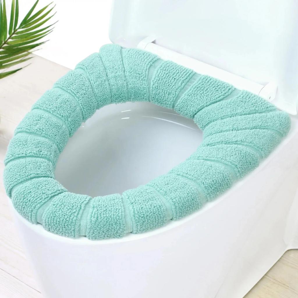 Knitting Pure Color Soft Pad Toilet Seat Washable Soft Thick Warm And Comfortable Pumpkin Shape Cover Closestool Mat Universal