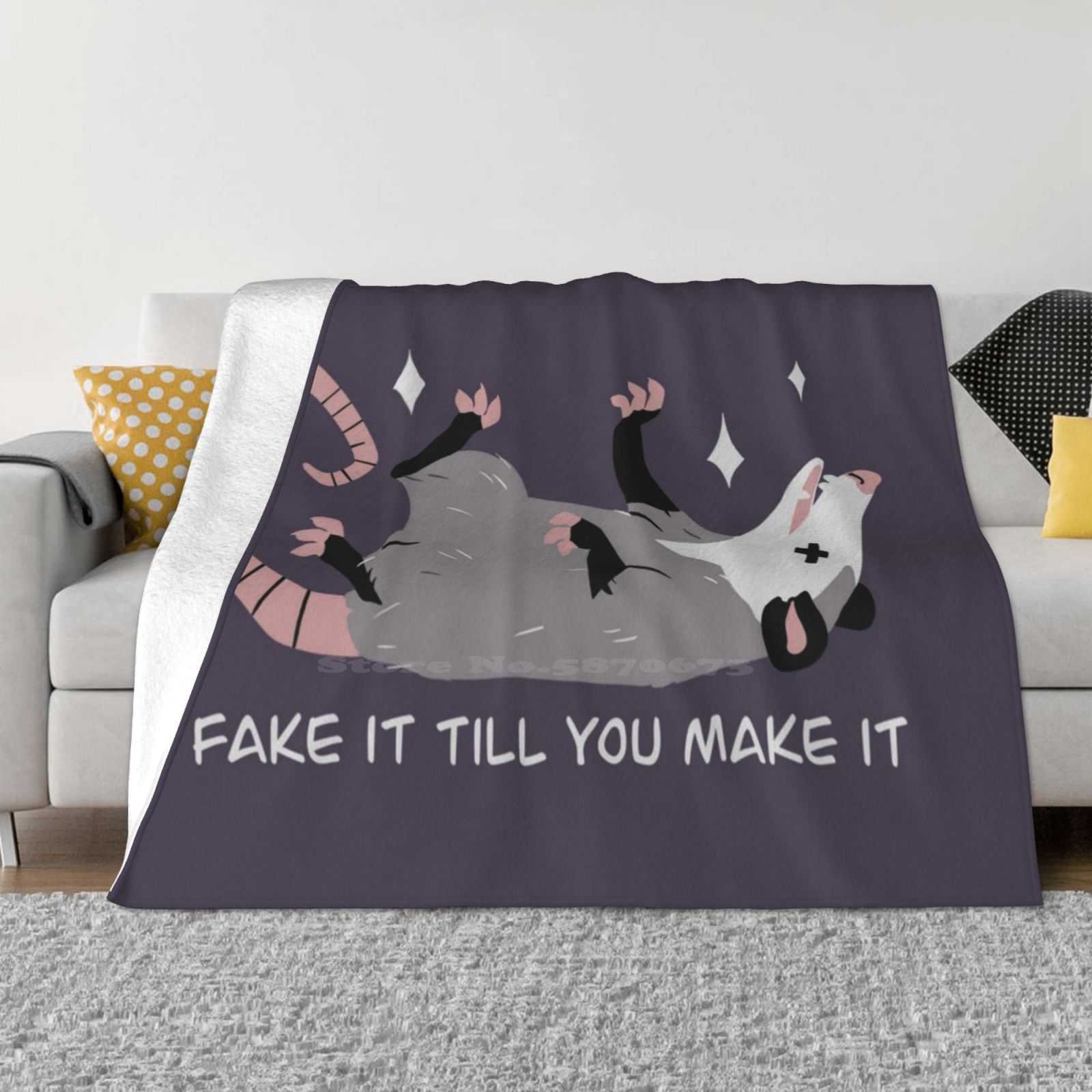 

Motivational Possum Fashion Soft Warm Flannel Blanket Opossum Fake It Til You Make It Motivational Sass Snarky Sarcastic 30x40in