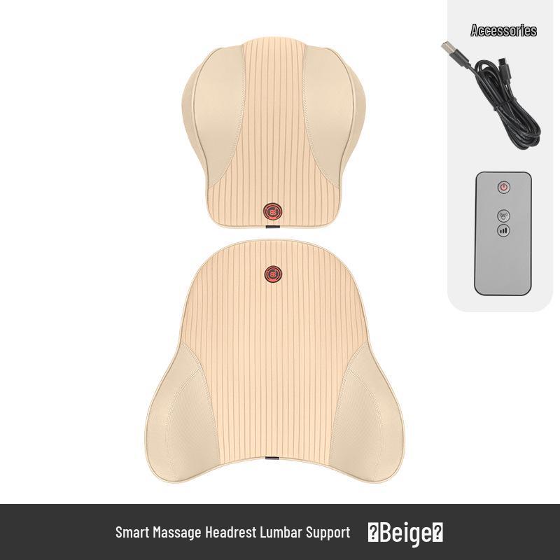 Electric Massage Lumbar Support Pillow - Memory Foam Car Seat Cushion with Remote Control.