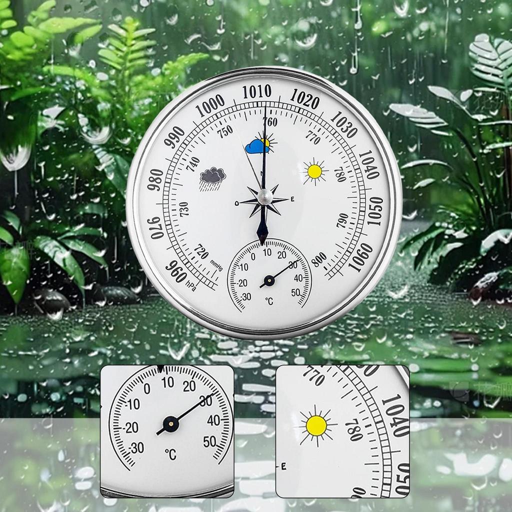 Barometer Portable Weather Instrument Wall Decor, Accurate ,All Season for Home Indoor Outdoor Weather Station Dial Thermometer