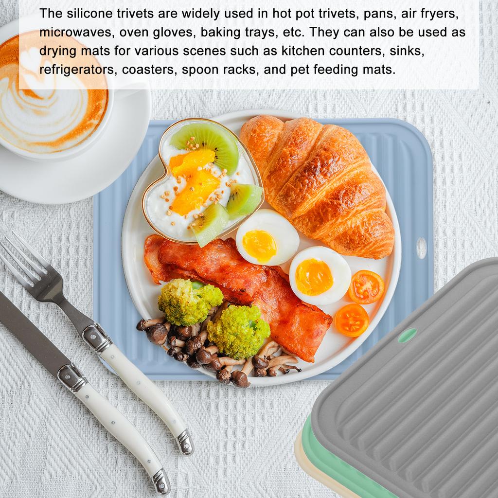 Uxcell 1/2/4pcs 9 x 11" Dish Drying Mat Set Silicone Reusable Drain Pad Heat Resistant Suitable for Kitchen Counter Fridge Drawe