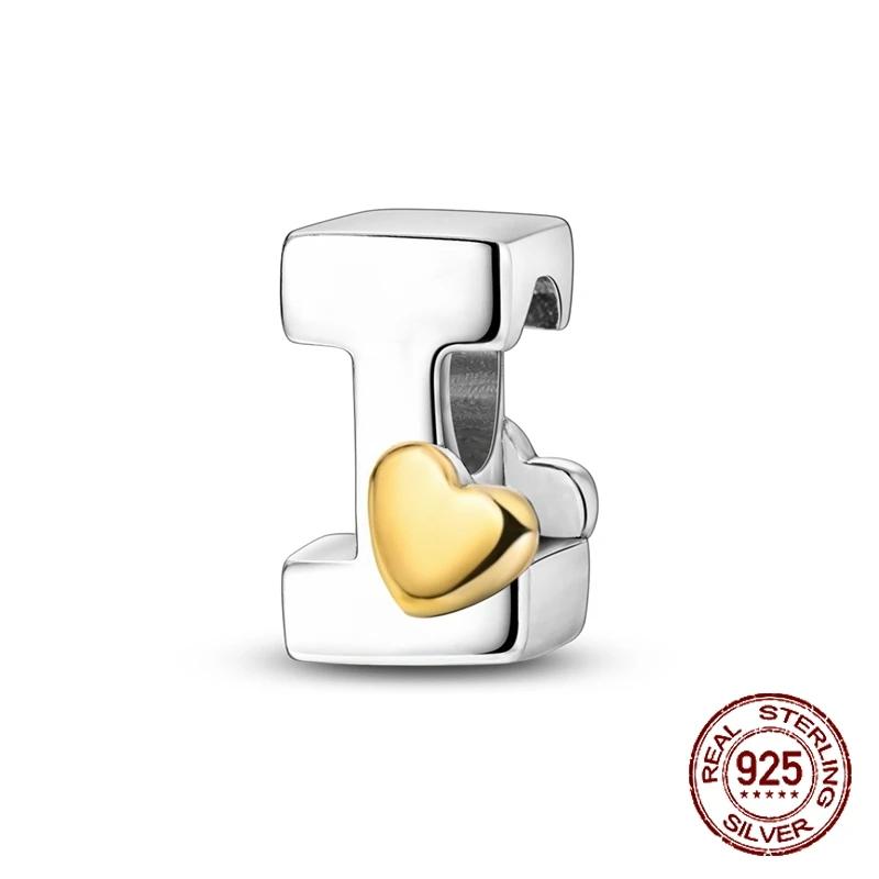 Copper Yellow Love 26 Letters Diy Love Charms Beads Fit 4Mm Hole Diameter Bracelets Fine Birthday Jewelry Gift