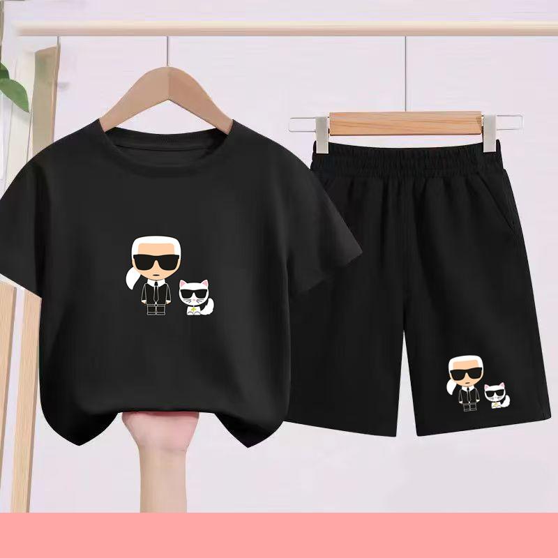 Children s Summer T-shirt for Boys and Girls, Cartoon Animated Short-sleeve and Shorts Casual Set 100