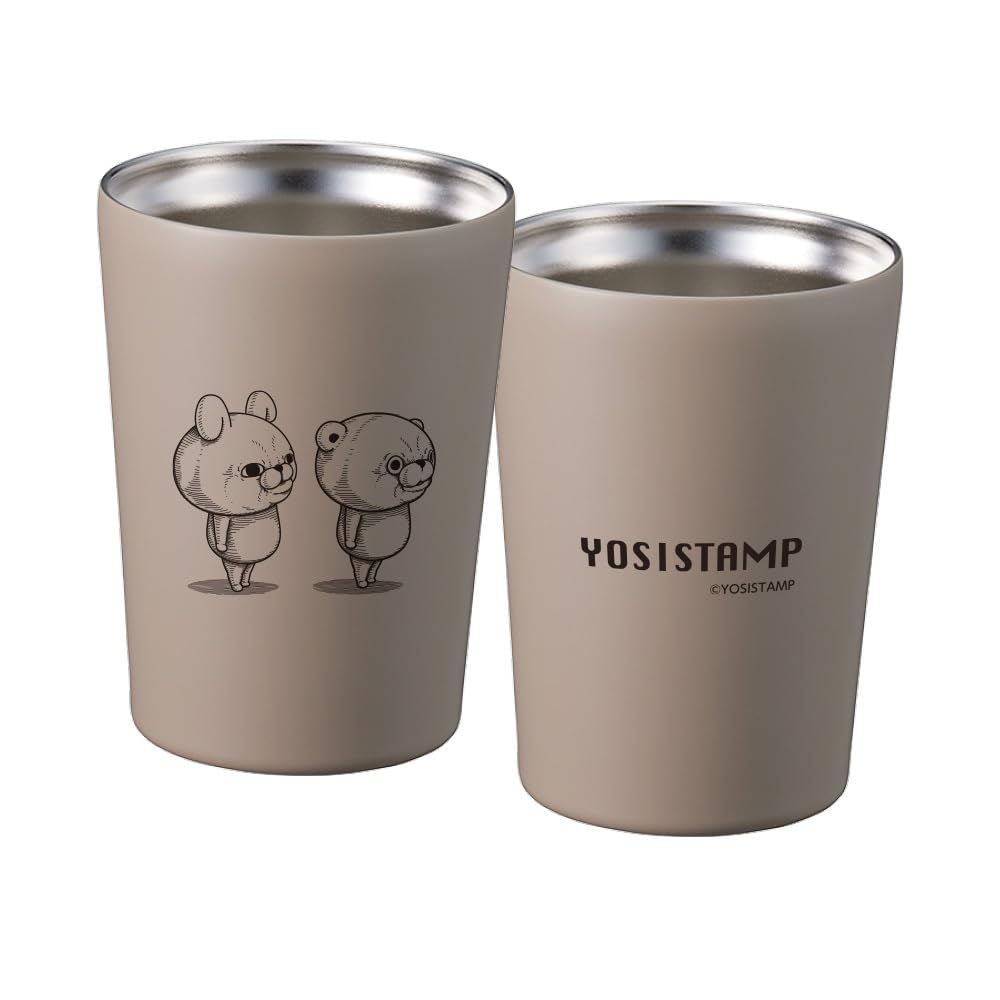 

YOSISTAMP Thermo Tumbler - Rabbit & Bear Design / Insulated Stainless Steel (Beige)