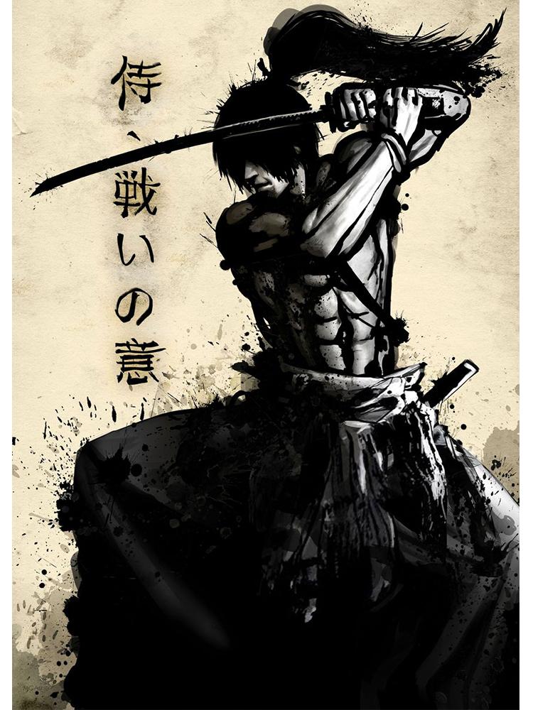 Retro Japanese Samurai Posters Canvas Painting Japan Culture Wall Art Picture For Living Room Home Decoration Frameless