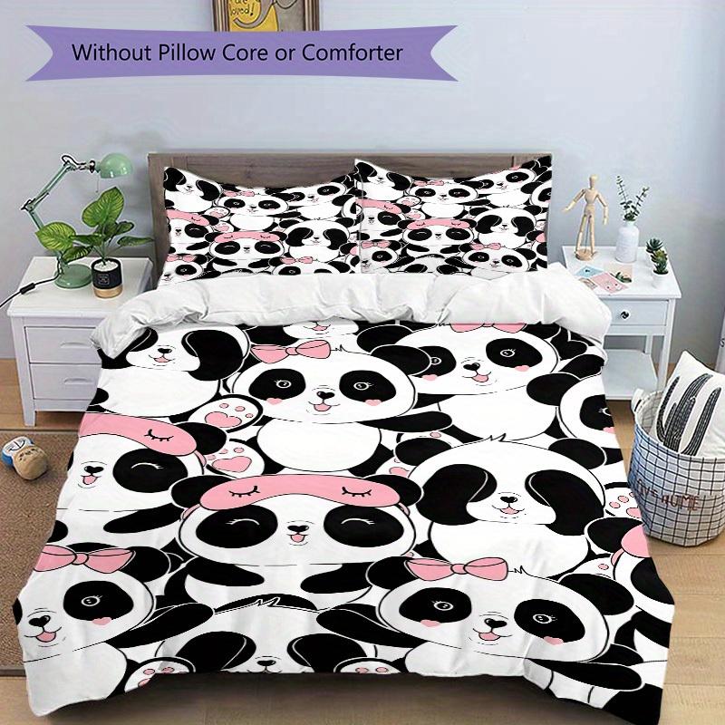 3pcs Panda, Cute Bedding Set, Breathable and Soft, Suitable for All Seasons, Ideal for Home Use, Suitable for Bedroom Decor 21127