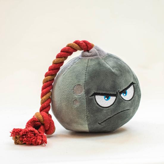 Plush Bombs Dog Chew Toy Bite Resistant Squeaky Stuffed Cartoon Bombs Cotton Rope Toy Stress Boredom Relief Dog Teething Interactive Toy