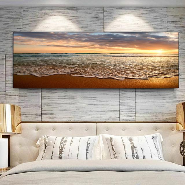 Landscape Beach Sunset Canvas Painting Nature Ocean Cloud Posters and Prints Wall Art Pictures Living Room Home Decor No Frame