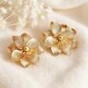 European and American Jewelry Personalized Striped Pattern Flower-shaped Gold-plated Women's Light Luxury Temperament Stud Earrings