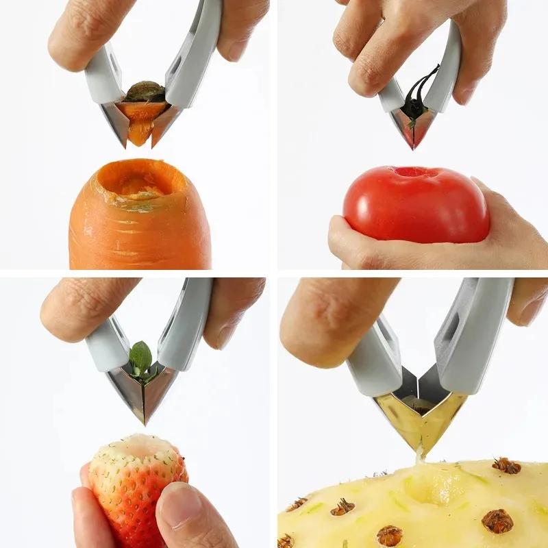 Pineapple Eye Peeler Stainless Steel Cutter Practical Seed Remover Clip Home Kitchen Strawberry Tomato Fruits Pedicle Remover